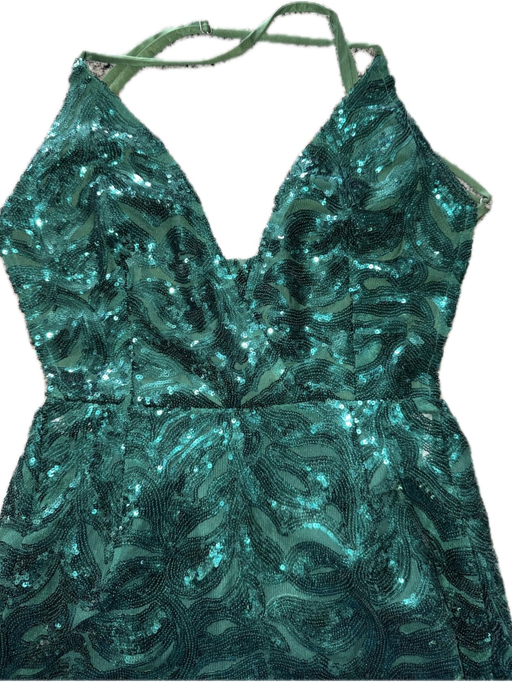 Alamour The Label Luan Gown Emerald Green Sequin XS